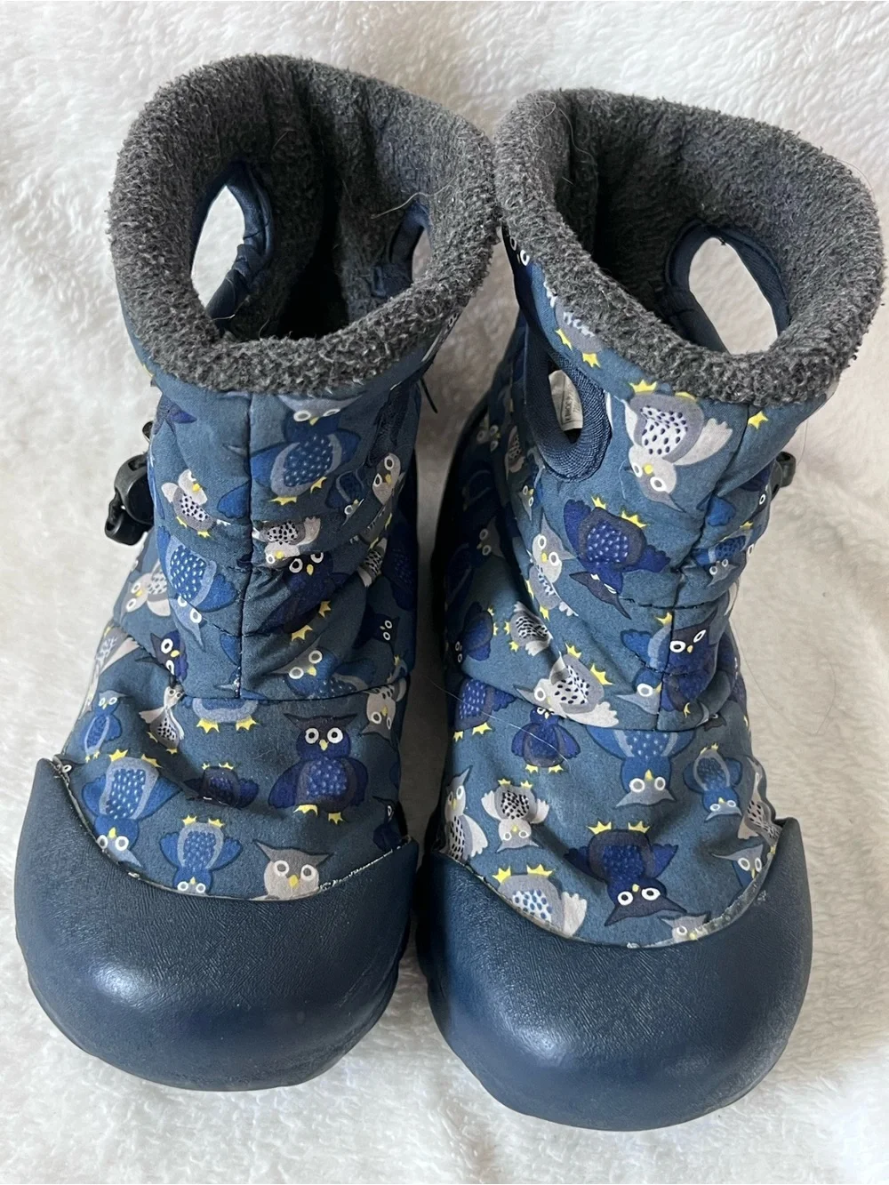 Bogs Kids Blue Owl Print puff b-mic Waterproof Winter Boots